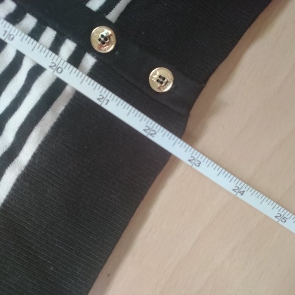 Jones New York Black/White Stripe Long Sleeve Button Up Soft Cardigan Large - Picture 6 of 7